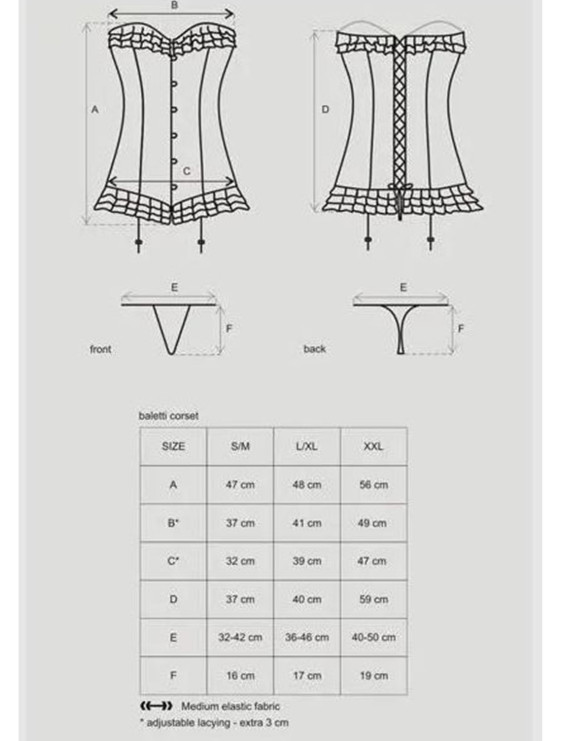 Corset Baletti avec String guide des tailles