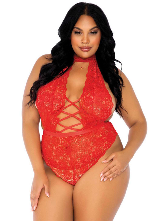 Body dentelle Leg Avenue grande taille Rouge