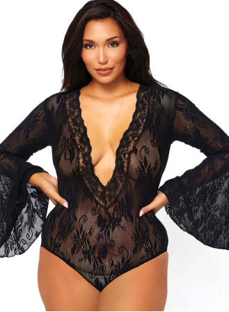 Body deep V Manches longues grande taille