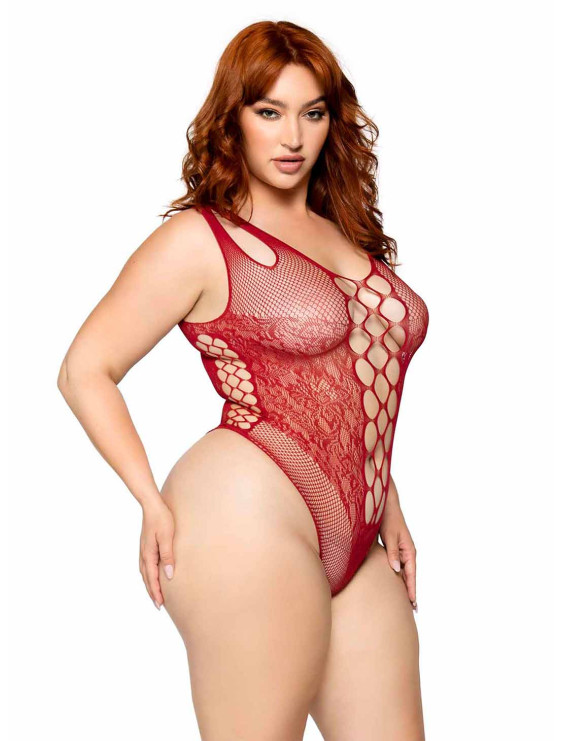 Body résille filet grande taille leg avenue rouge